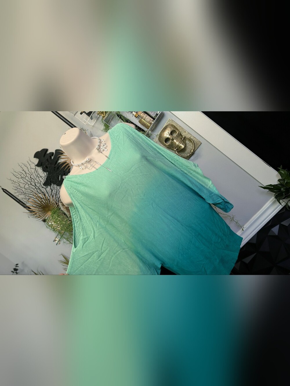 International Concepts Ombre Open Shoulder Batwing Sweater Top XS